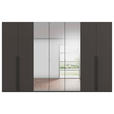 DREHTÜRENSCHRANK 350/235/61 cm,  in Graphitfarben, 7-türig  - Chromfarben/Schwarz, Basics, Glas/Holzwerkstoff (350/235/61cm) - Novel