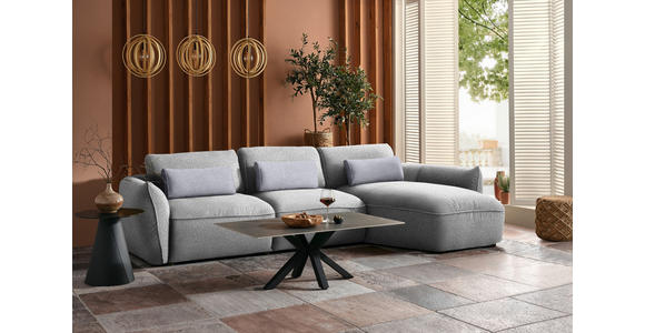 ECKSOFA  in Chenille Greige  340/190 cm  - Greige/Schwarz, Design, Kunststoff/Textil (340/190cm) - Belluti