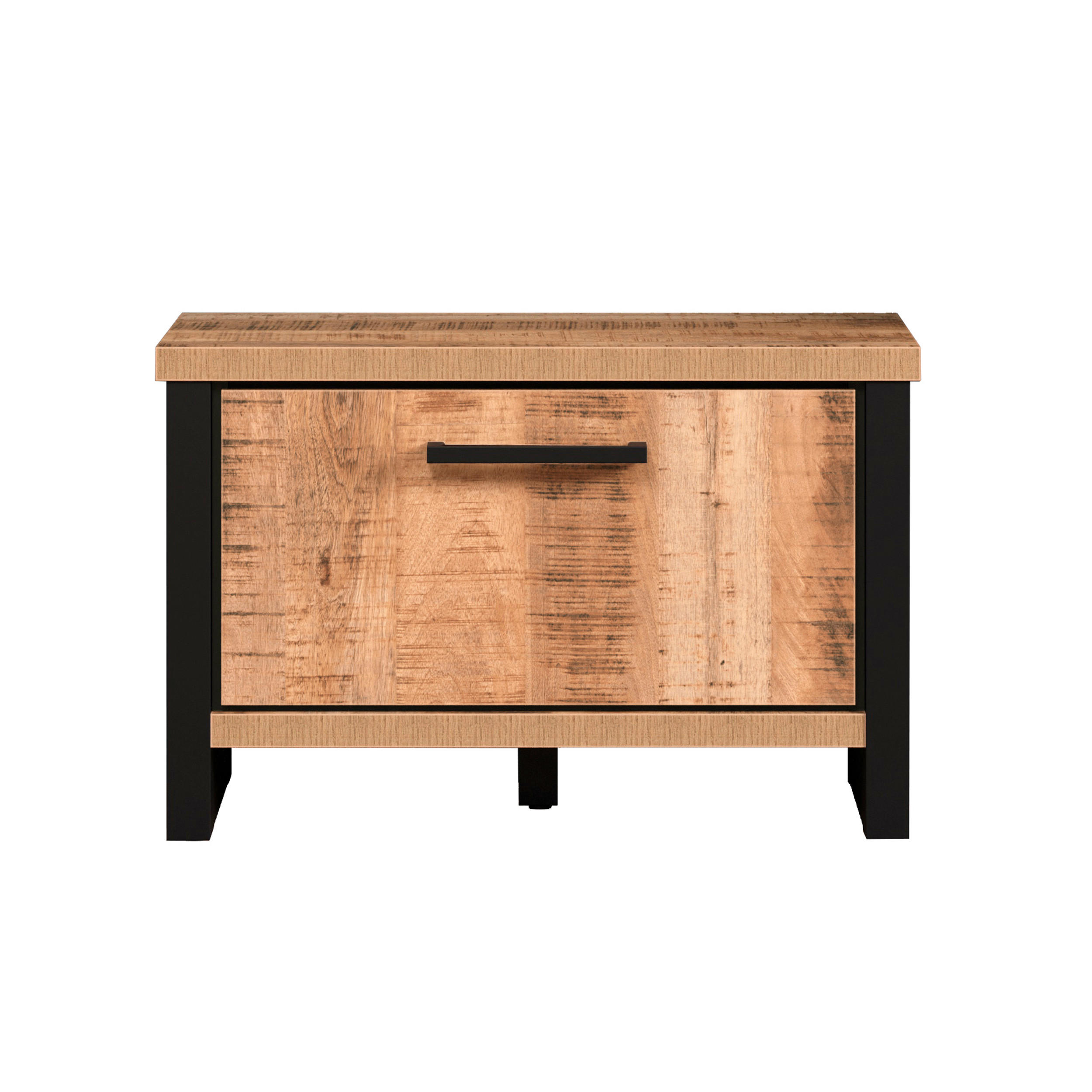 GARDEROBENBANK ENNA GD  in 73/47/39 cm  - Schwarz/Naturfarben, Basics, Holzwerkstoff/Metall (73/47/39cm) - MID.YOU