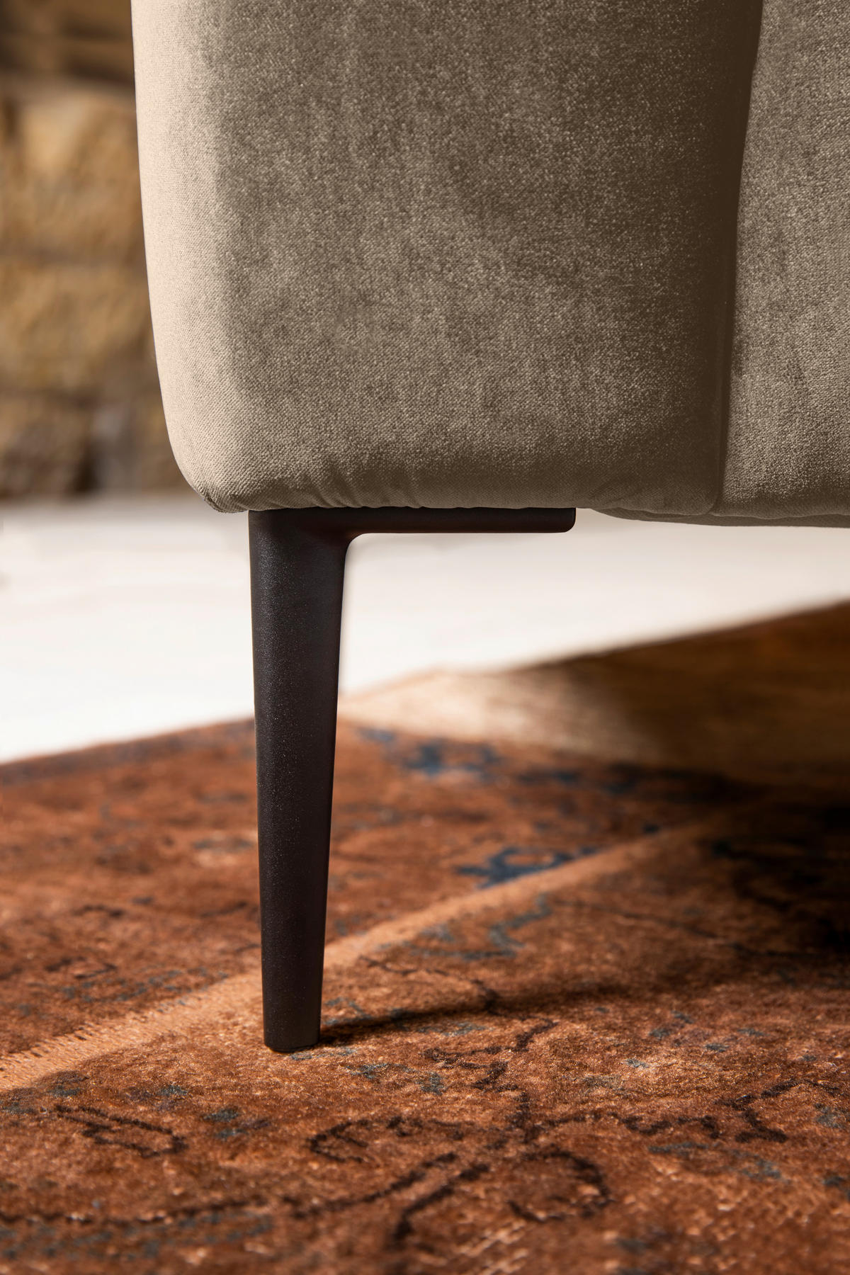 TROJMIESTNA POHOVKA, textil, piesková - čierna/piesková, Modern, kov/textil (250/76/86cm) - W.Schillig