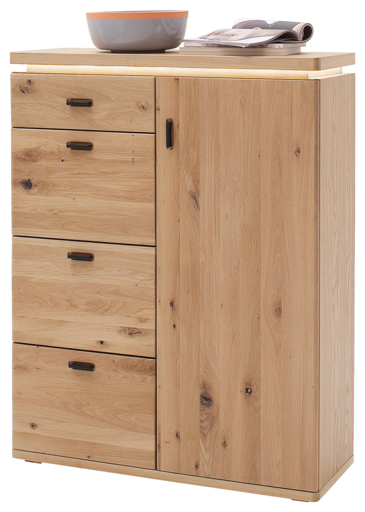 HIGHBOARD  in 100/128/38 cm  - Eichefarben/Anthrazit, Natur, Holz/Holzwerkstoff (100/128/38cm)