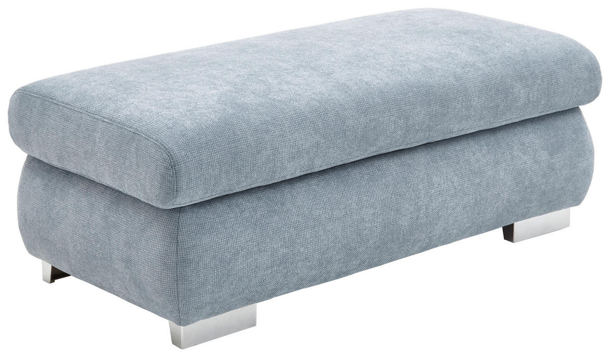 ECKSOFA in Flachgewebe Hellblau  - Chromfarben/Hellblau, Design, Textil/Metall (301/260cm) - Beldomo Style