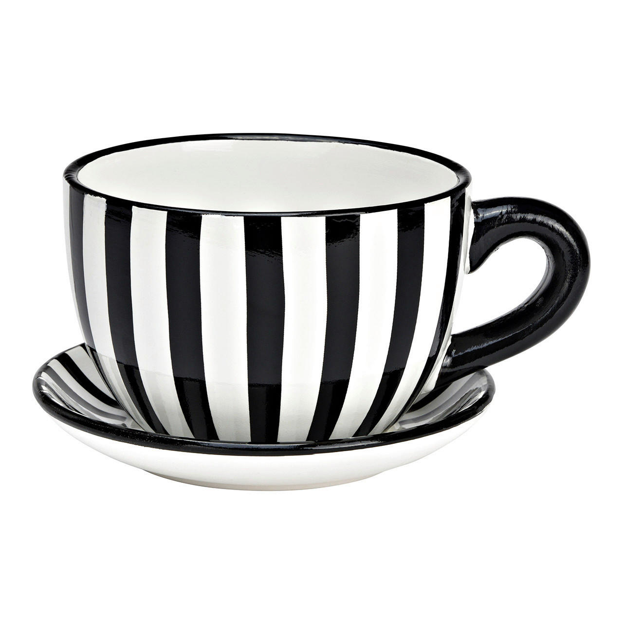BLUMENTOPF   - Schwarz/Weiß, Basics, Keramik (20/12/15cm)