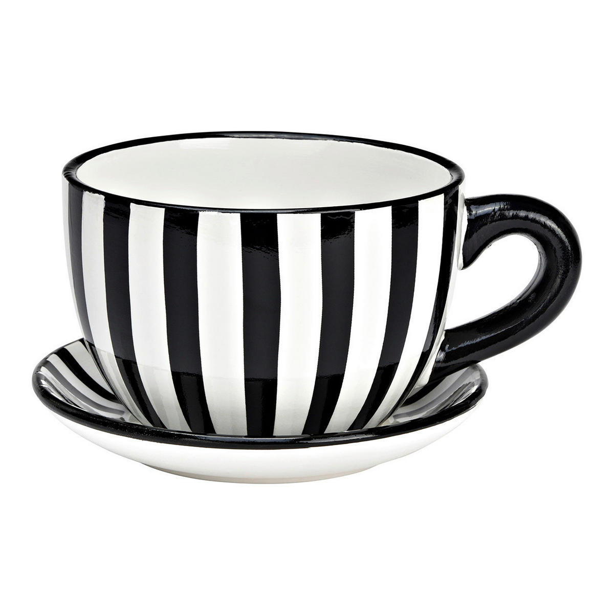 BLUMENTOPF   - Schwarz/Weiß, Basics, Keramik (20/12/15cm)