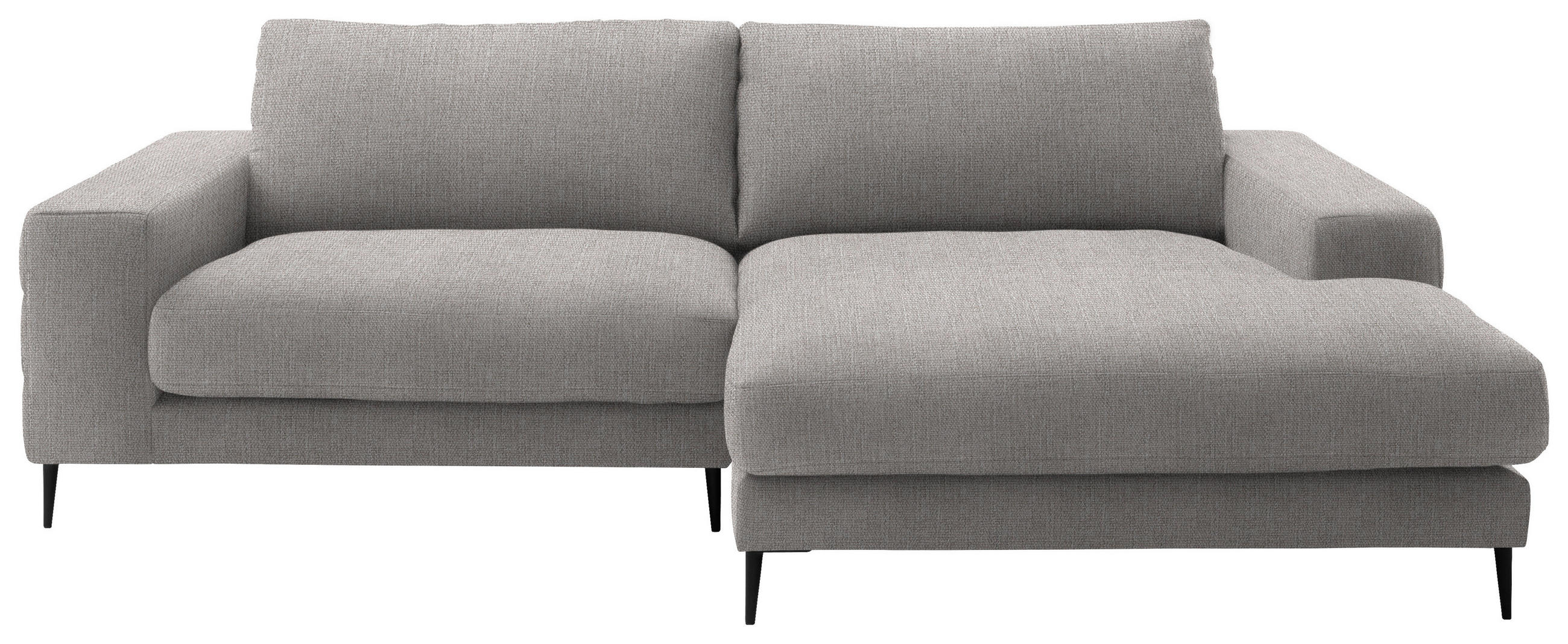 ECKSOFA in Flachgewebe Sandfarben  - Sandfarben/Schwarz, Design, Textil/Metall (253/177cm) - Dieter Knoll
