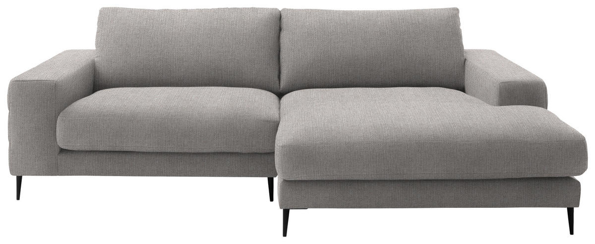 ECKSOFA in Flachgewebe Sandfarben  - Sandfarben/Schwarz, Design, Textil/Metall (253/177cm) - Dieter Knoll