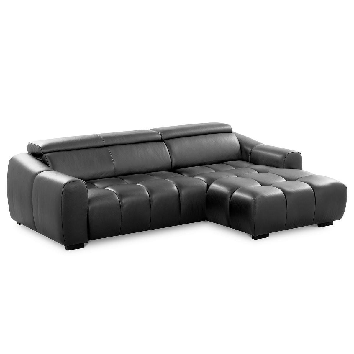 ECKSOFA  Echtleder Anthrazit  - Anthrazit/Schwarz, Design, Leder/Kunststoff (274/177cm) - Livetastic
