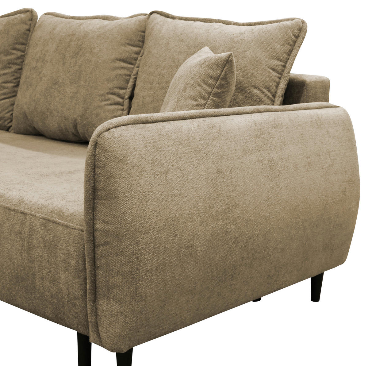 ECKSOFA MURANO Beige Chenille Zierkissen, Rückenkissen, Bettkasten  - Beige/Schwarz, Design, Holz/Textil (167/242cm) - MID.YOU