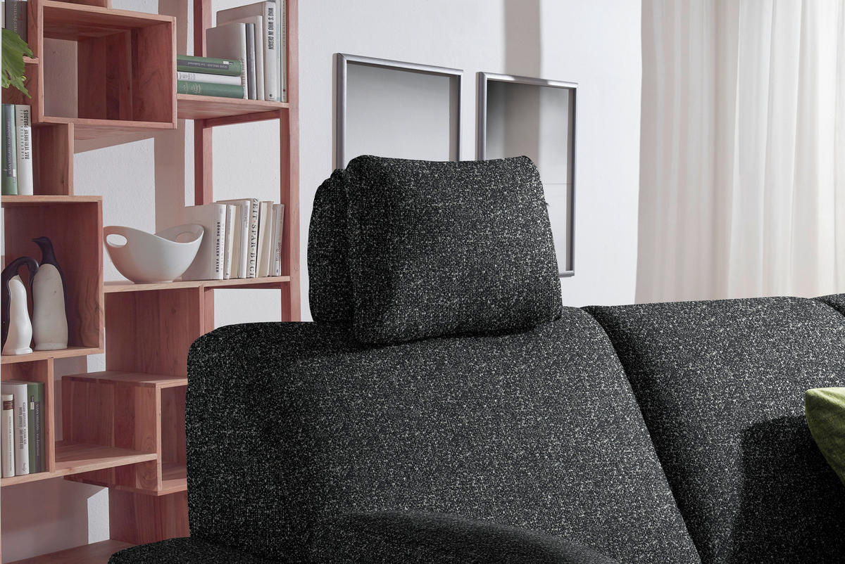 WOHNLANDSCHAFT  in Mikrovelours Anthrazit  - Anthrazit/Alufarben, KONVENTIONELL, Textil (158/323/237cm) - Sedda