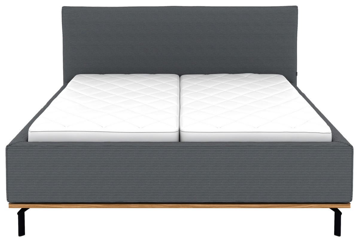 POLSTERBETT Matratze, Lattenrost, Bettkasten 180/200 cm  in Grau  - Graphitfarben/Weiß, Design, Holz/Textil (180/200cm) - Musterring
