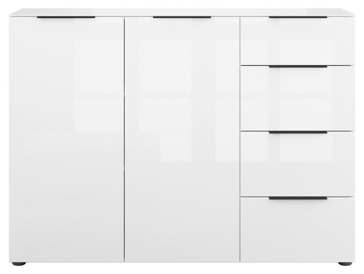 SIDEBOARD Style  in 135/99/40 cm  - Weiß Hochglanz/Schwarz, Basics, Glas/Holzwerkstoff (135/99/40cm)