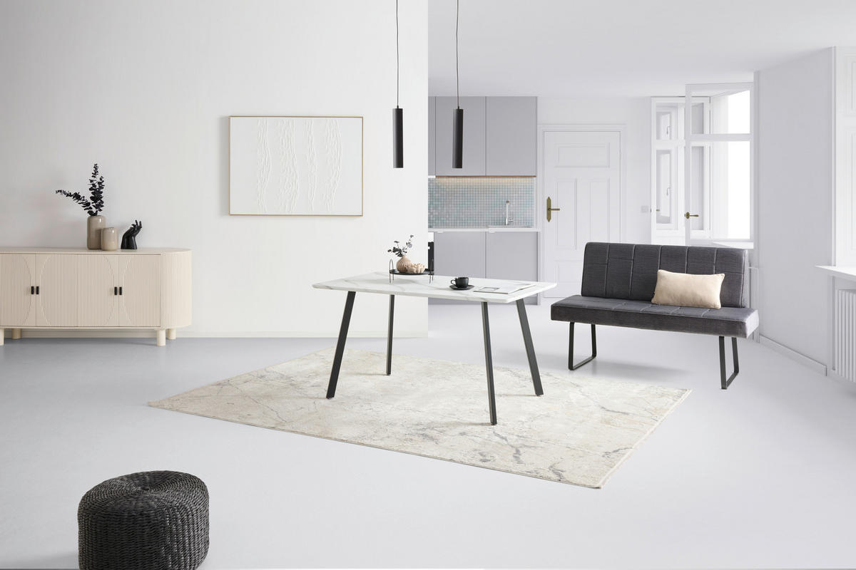 SITZBANK 140/88/62 cm Samt Dunkelgrau  - Dunkelgrau/Schwarz, KONVENTIONELL, Textil/Metall (140/88/62cm) - MID.YOU