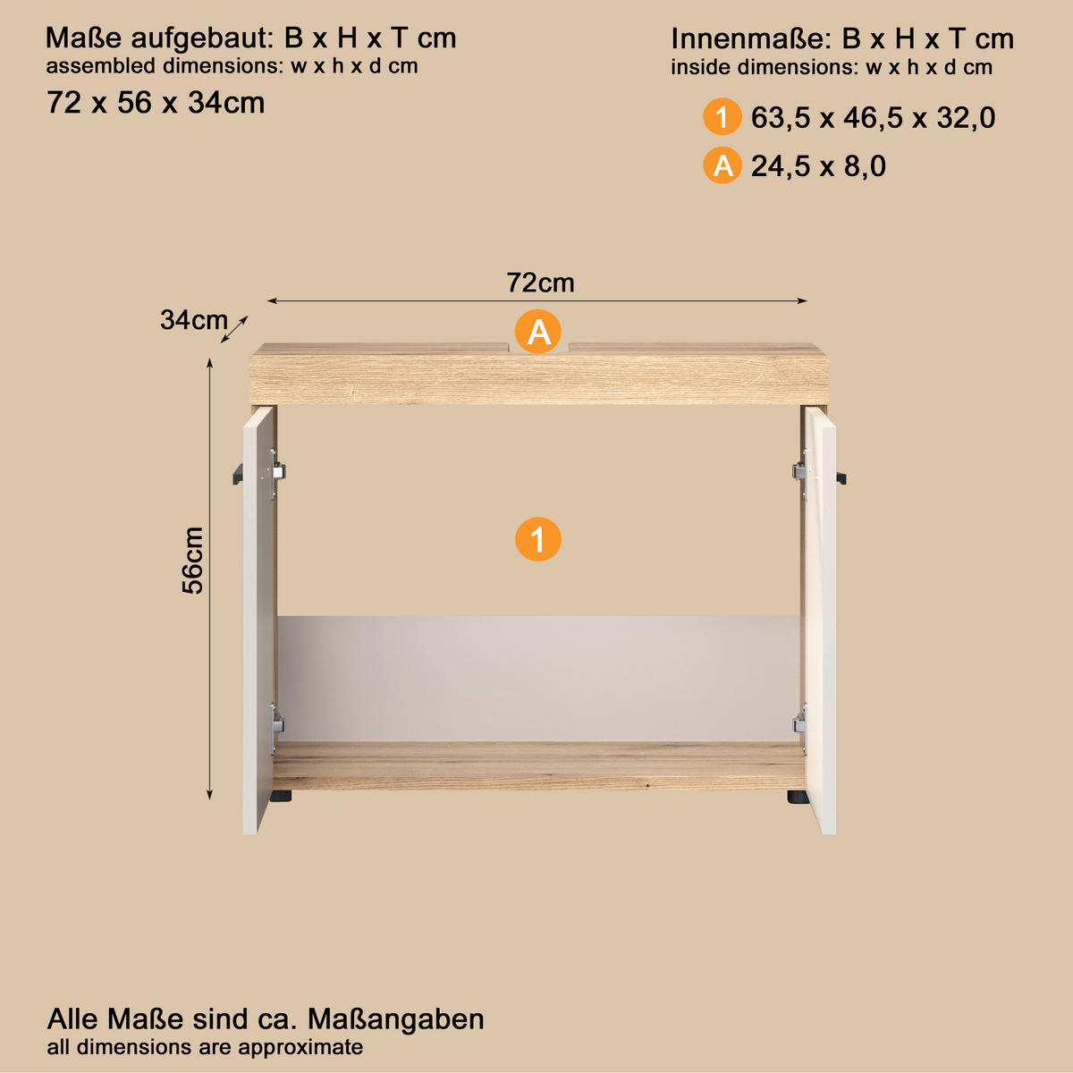KOUPELNA barvy dubu, kašmírová  - černá/barvy dubu, Trend, kompozitní dřevo/plast (164cm) - MID.YOU