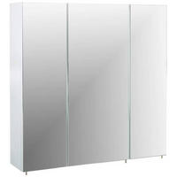 SPIEGELSCHRANK 80/70,7/16 cm  - Weiß Hochglanz/Silberfarben, MODERN, Glas/Holzwerkstoff (80/70,7/16cm) - MID.YOU