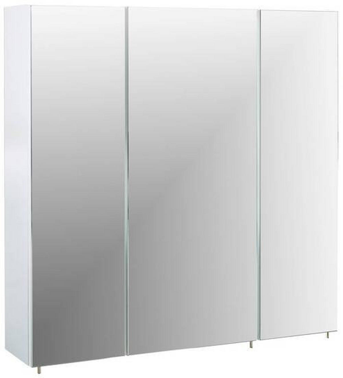 SPIEGELSCHRANK 80/70,7/16 cm  - Weiß Hochglanz/Silberfarben, MODERN, Glas/Holzwerkstoff (80/70,7/16cm) - MID.YOU