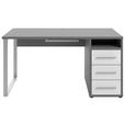 SCHREIBTISCH 150/70/75 cm  in Grau, Weiß  - Silberfarben/Alufarben, MODERN, Glas/Holzwerkstoff (150/70/75cm) - Novel