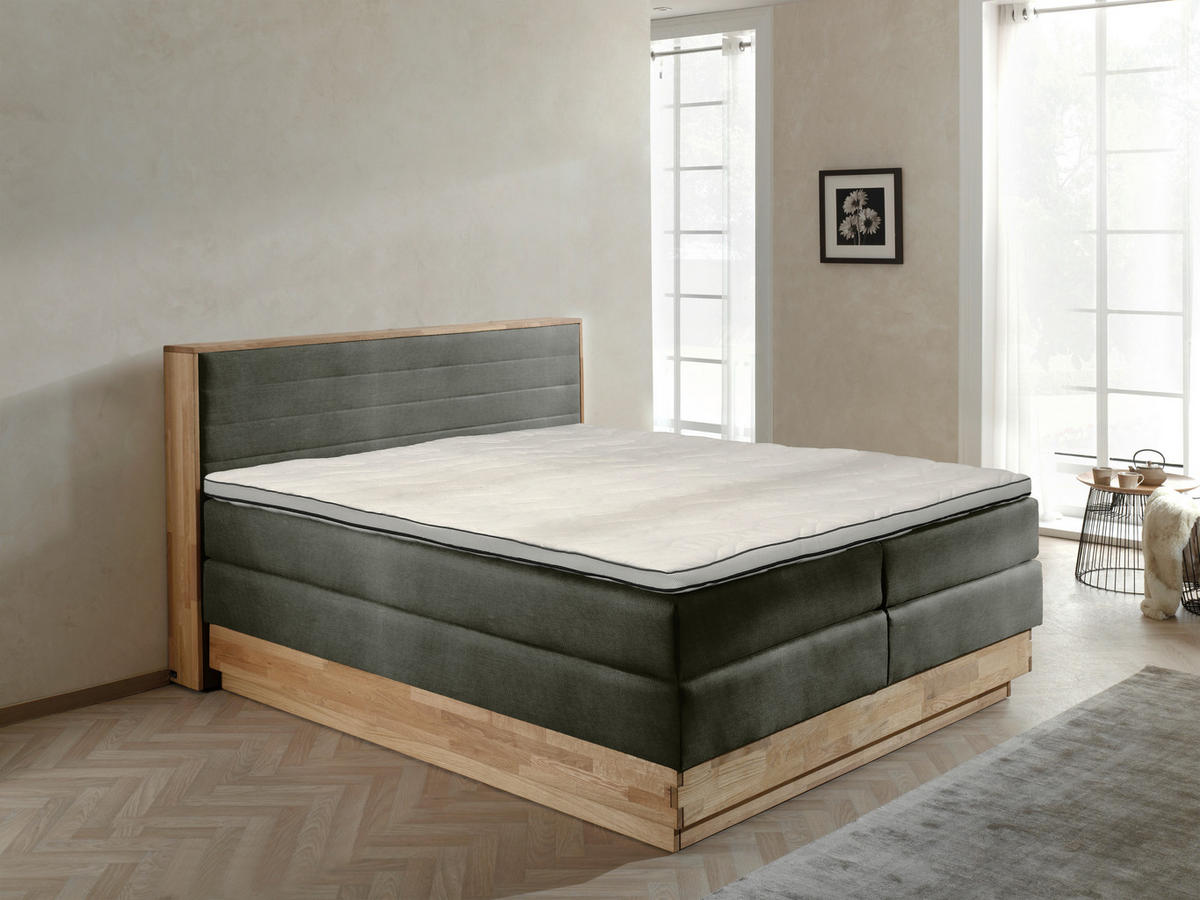 BOXSPRINGBETT 160/200 cm  in Eichefarben, Dunkelgrau  - Eichefarben/Dunkelgrau, MODERN, Holz/Kunststoff (160/200cm) - MID.YOU