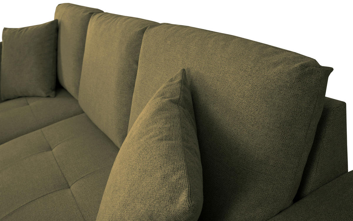 ECKSOFA LUKAS Olivgrün Struktur Zierkissen, Bettkasten  - Olivgrün, Trend, Textil (158/239cm) - P & B