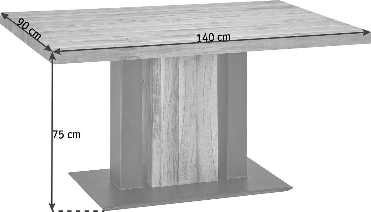 ESSTISCH Eiche massiv rechteckig Schwarz, Eichefarben  - Eichefarben/Schwarz, KONVENTIONELL, Holz/Holzwerkstoff (140/90/75cm) - Moderano