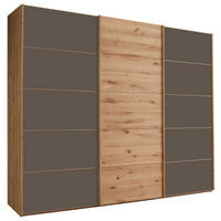 SCHWEBETÜRENSCHRANK  in Eiche Bianco, Dunkelbraun  - Eiche Bianco/Dunkelbraun, Natur, Glas/Holz (250/217/67cm) - Linea Natura