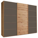 SCHWEBETÜRENSCHRANK  in Dunkelbraun, Eiche Bianco  - Eiche Bianco/Dunkelbraun, Natur, Glas/Holz (250/217/67cm) - Linea Natura