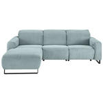 ECKSOFA  in Cord Hellblau  180/266 cm  - Schwarz/Hellblau, KONVENTIONELL, Textil/Metall (180/266cm) - Hom`in