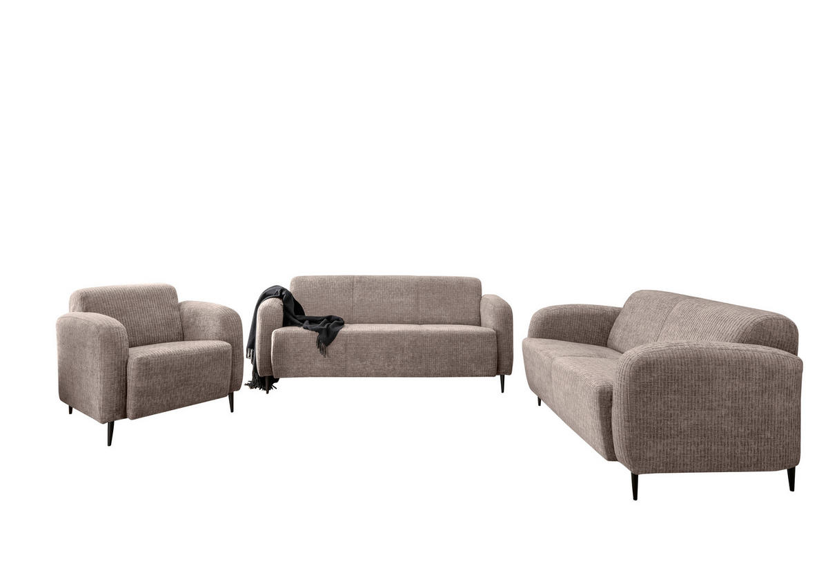 SESSEL in Velours Beige  - Beige/Schwarz, Modern, Textil/Metall (85/76/90cm) - Livetastic