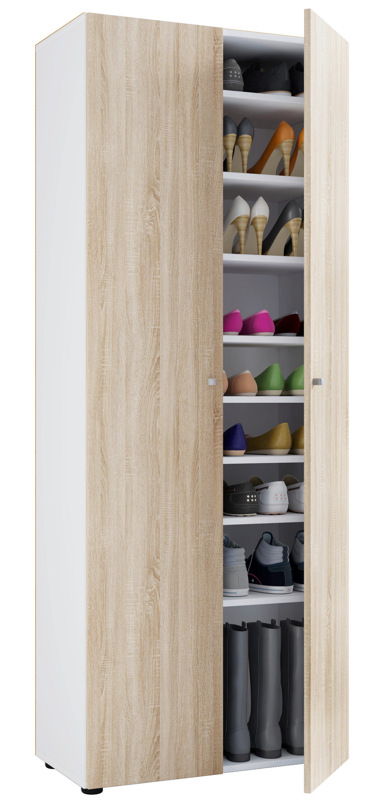 SKOSKÅP Vandol  i 71/180/39 cm  - vit/Sonoma ek, Design, trämaterial/plast (71/180/39cm) - MID.YOU