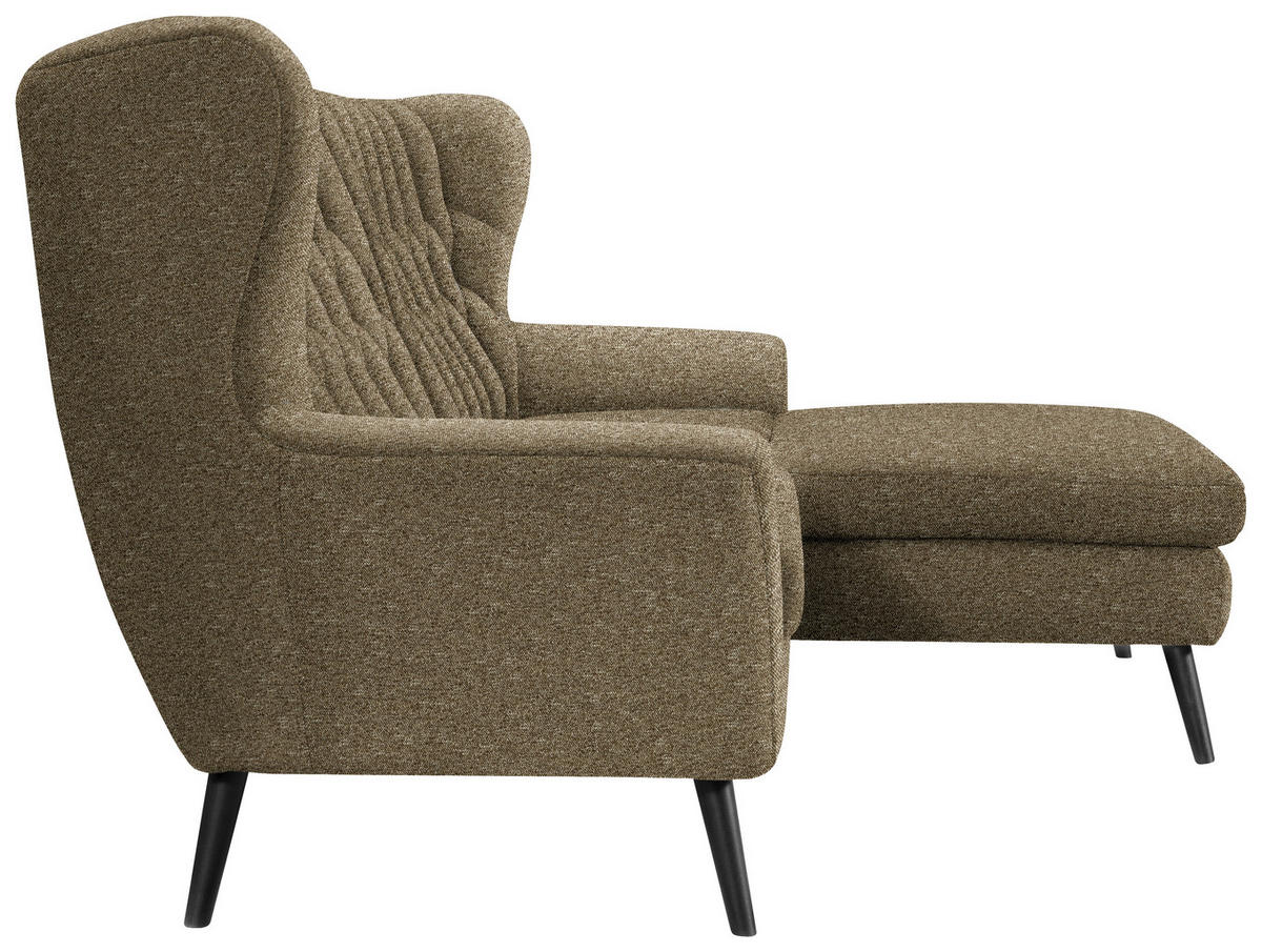 ECKSOFA in Flachgewebe Olivgrün  - Schwarz/Olivgrün, Design, Holz/Textil (237/165cm) - Stylife