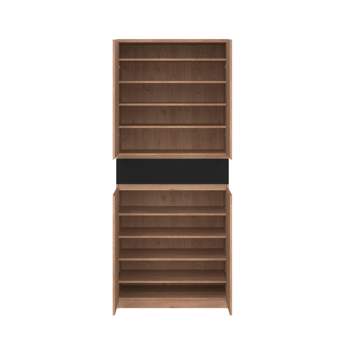 SCHUHSCHRANK Schwarz, Eichefarben  - Eichefarben/Schwarz, Design, Holzwerkstoff (80,4/191,7/40cm) - Livetastic