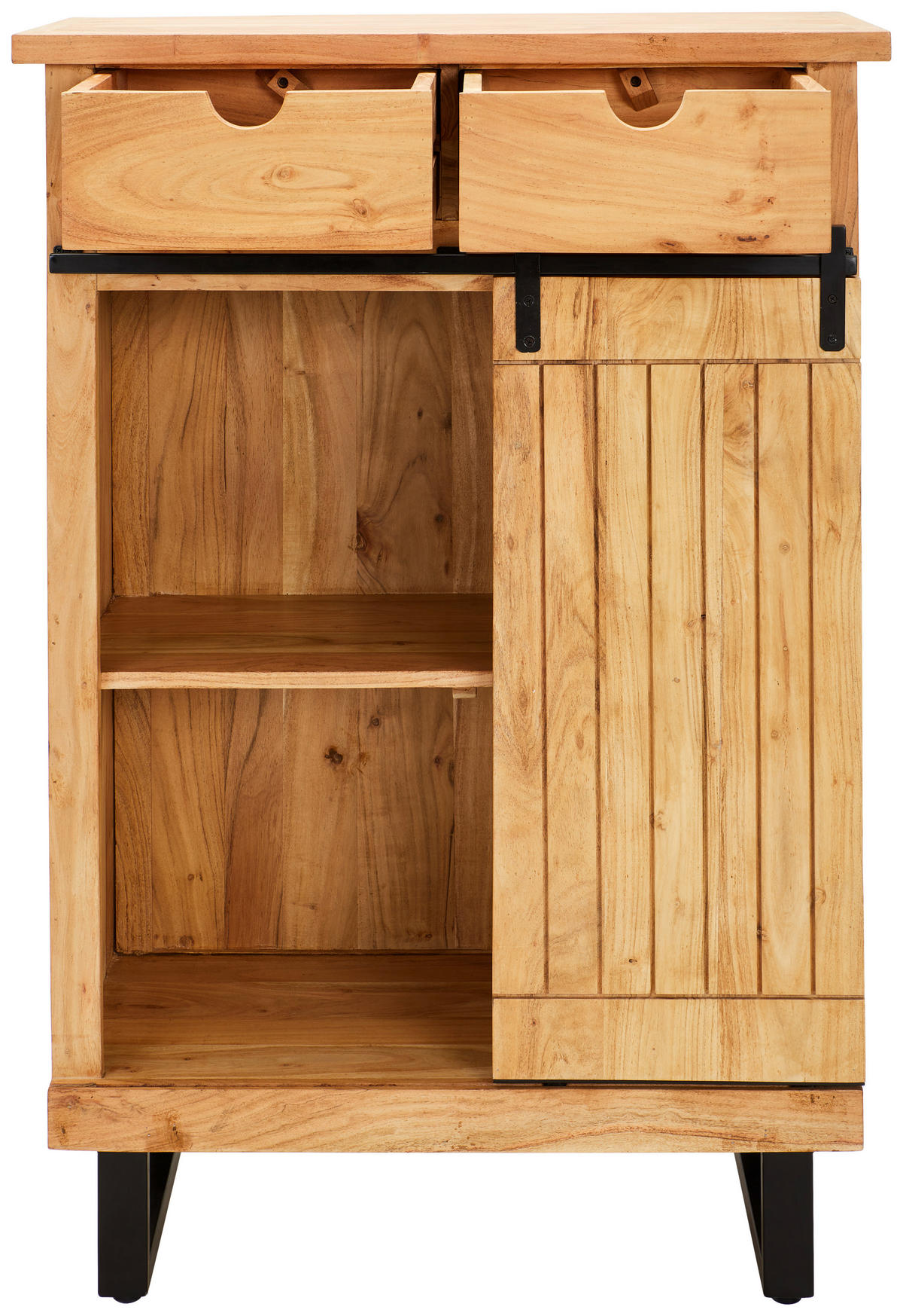 HIGHBOARD Juba  in 85/125/40 cm  - Schwarz/Naturfarben, Natur, Holz/Metall (85/125/40cm) - Livetastic