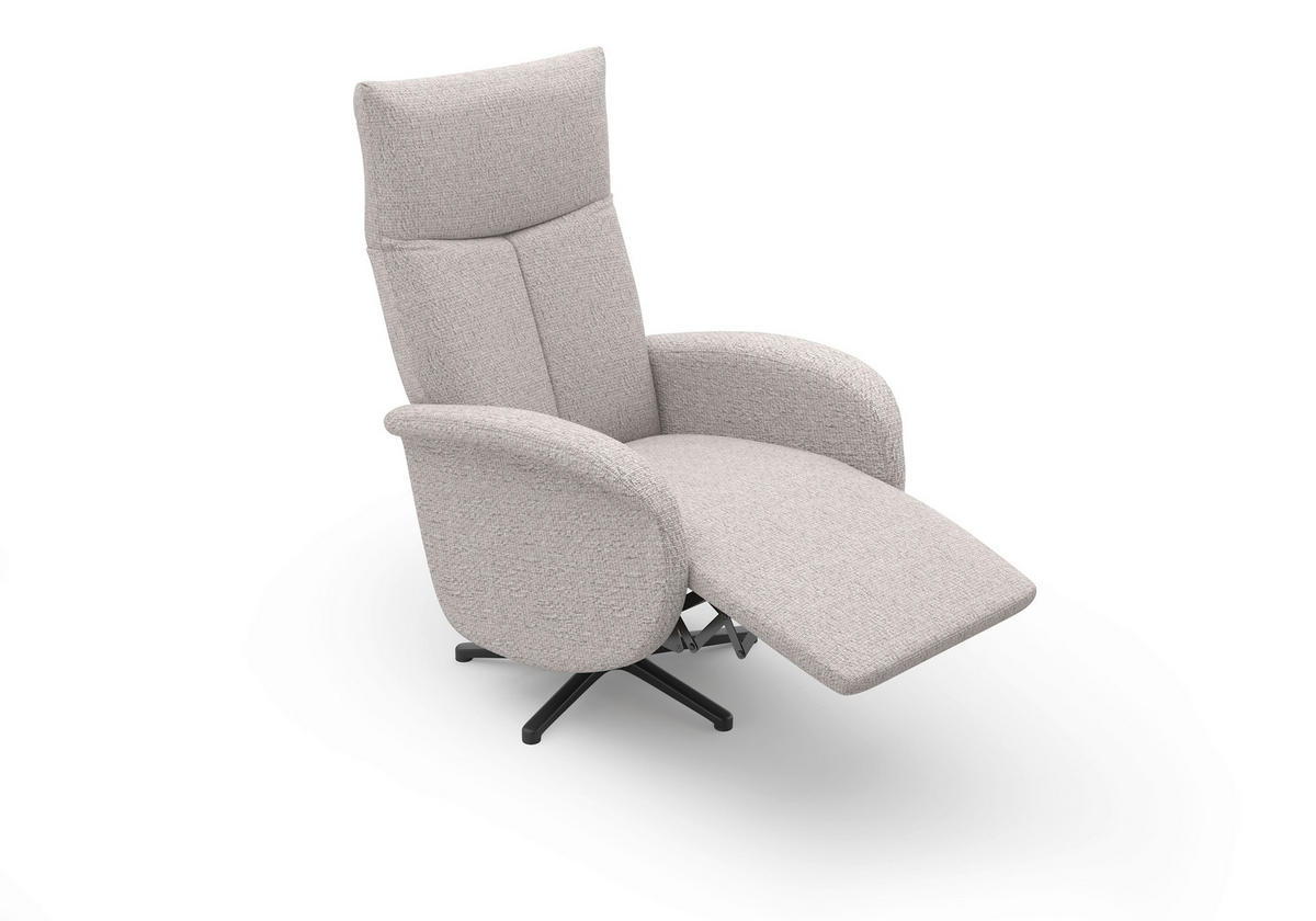 RELAXSESSEL GLENDALE E Chenille Kopfteilverstellung, Rücken echt    - Silberfarben/Schwarz, KONVENTIONELL, Textil/Metall (75/112/82cm) - Sit & More