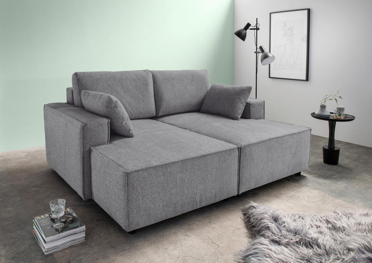 BIGSOFA Chenille Graubraun  - Graubraun/Schwarz, MODERN, Kunststoff/Textil (188/86/154cm) - Livetastic