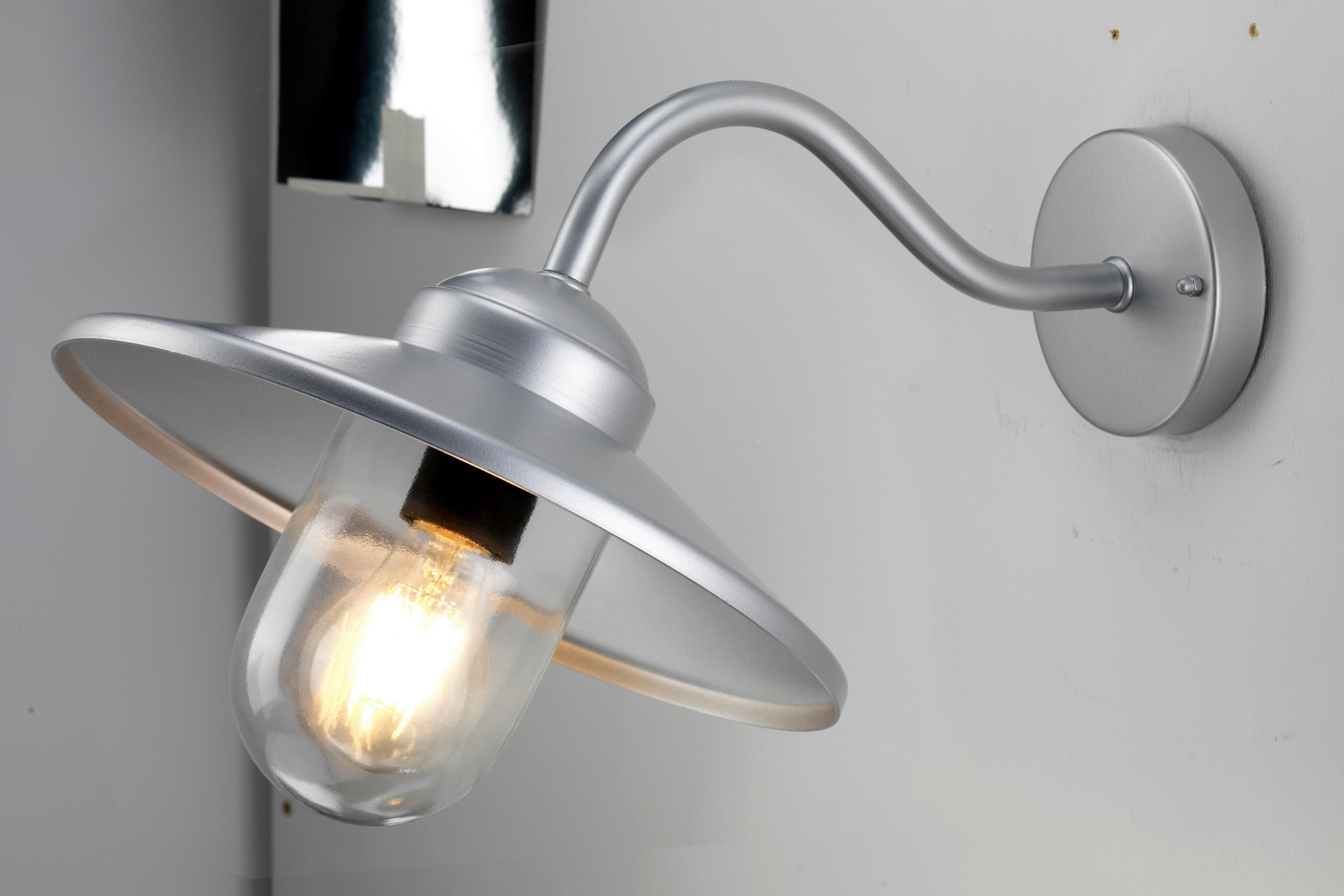 VÄGGLAMPA FÖR UTOMHUS - silver, Klassisk, metall/glas (27.5/25.5/42cm) - Elstead Lighting