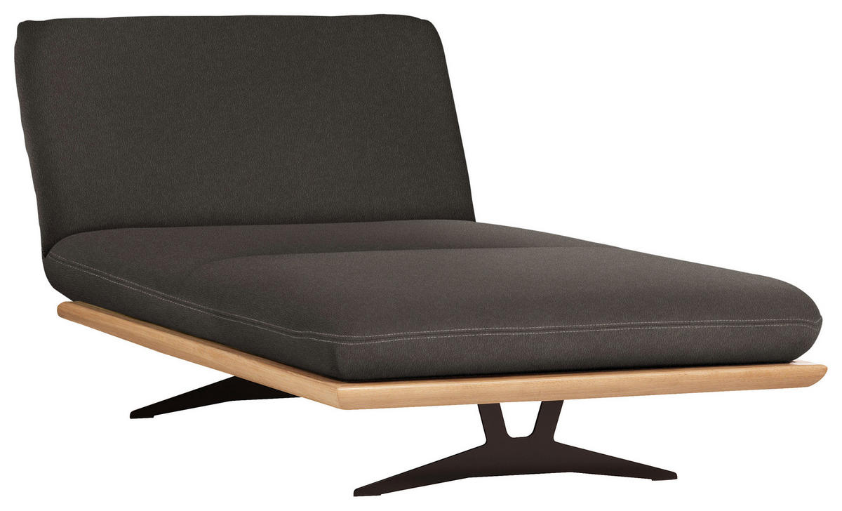 OTTOMANE in Echtleder Dunkelbraun  - Dunkelbraun/Beige, Design, Leder/Holz (114/92/165-218cm) - Dieter Knoll