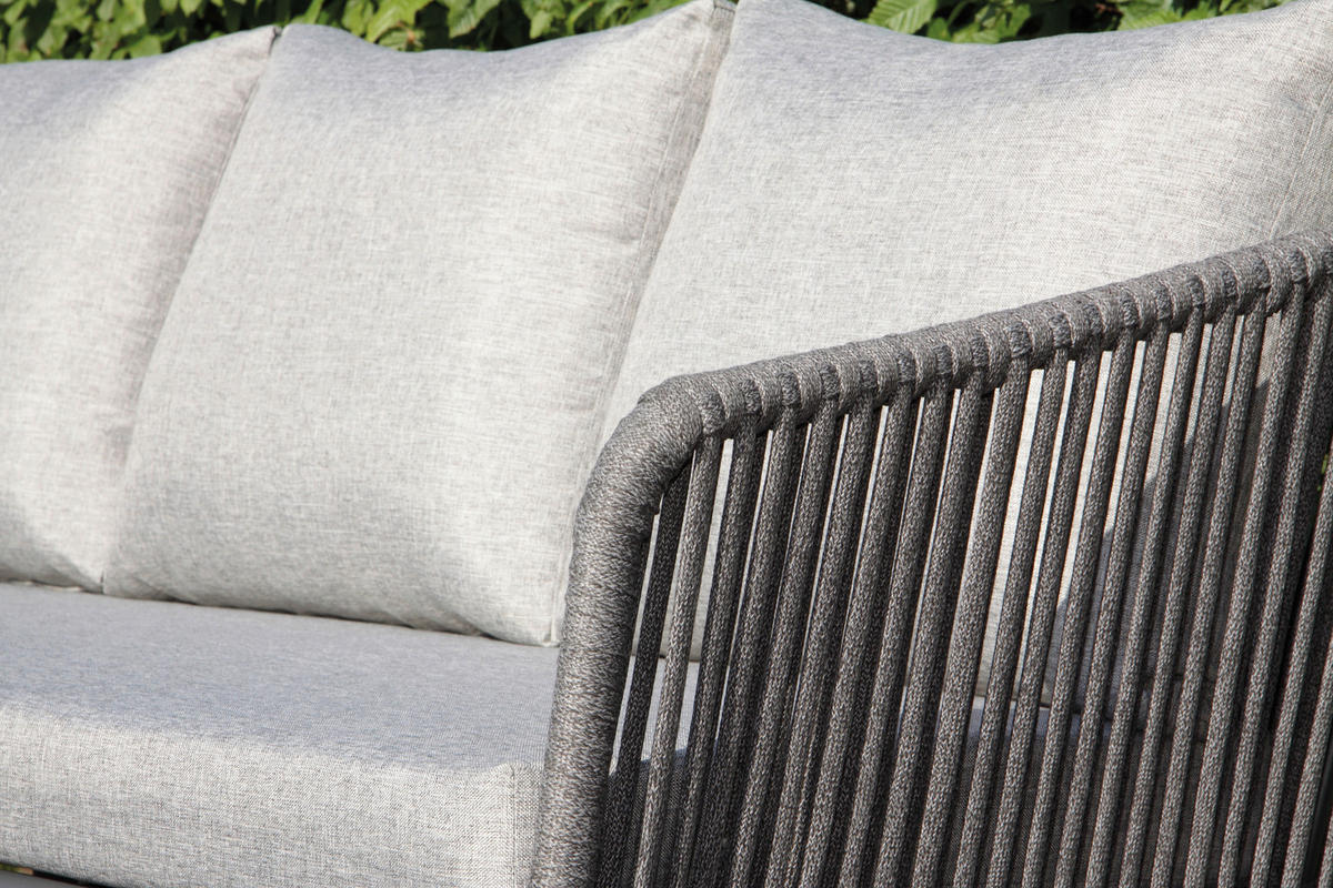 LOUNGEGARNITUR Aluminium  - Dunkelgrau/Anthrazit, MODERN, Kunststoff/Metall (185/65/75cm) - Ambia Garden