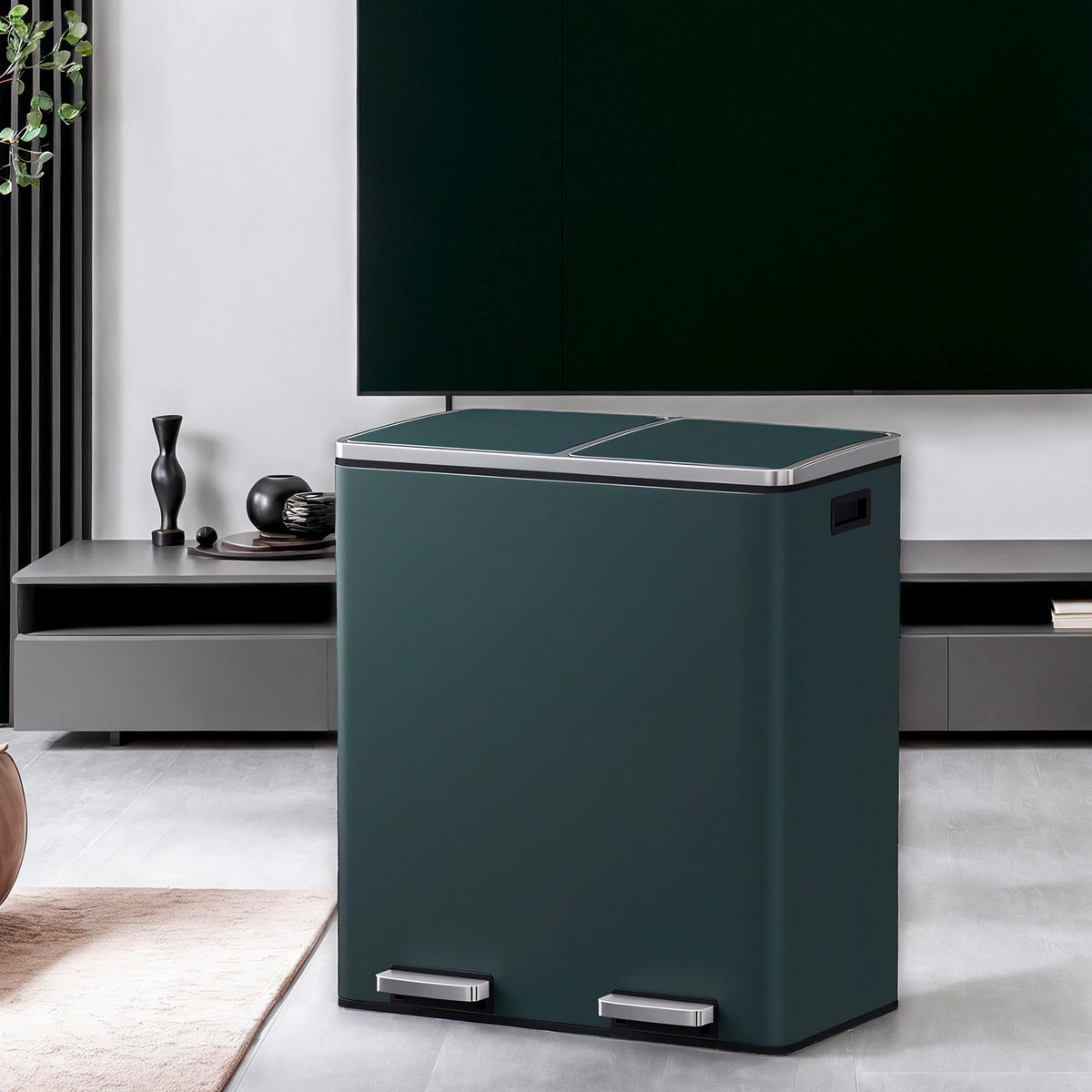 ABFALLSAMMLER 60 l  Metall  - Schwarz/Grau, Basics, Kunststoff/Metall (58,5/65/36cm)