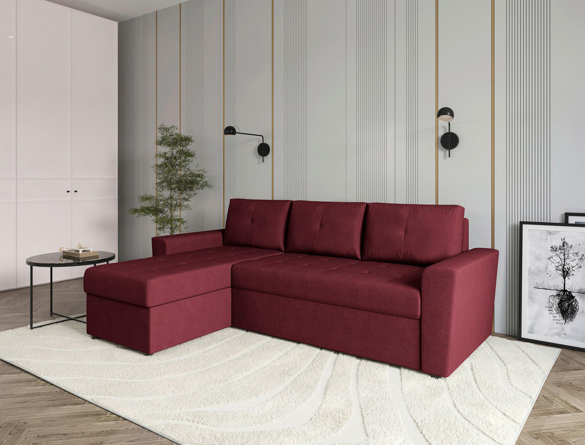 ECKSOFA TERMOLI Rot Jacquard  - Rot/Schwarz, Design, Kunststoff/Textil (231/155cm) - MID.YOU
