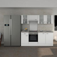 KÜCHENLEERBLOCK 210 cm   in Weiß  - Edelstahlfarben/Hellgrau, KONVENTIONELL, Holzwerkstoff/Kunststoff (210cm) - FlexWell