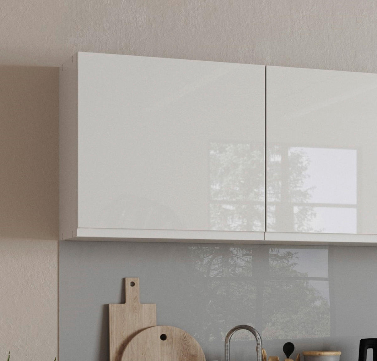 KÜCHENOBERSCHRANK 60/57/34 cm  in Weiß, Weiß Hochglanz  - Weiß Hochglanz/Weiß, LIFESTYLE, Holzwerkstoff (60/57/34cm) - Held