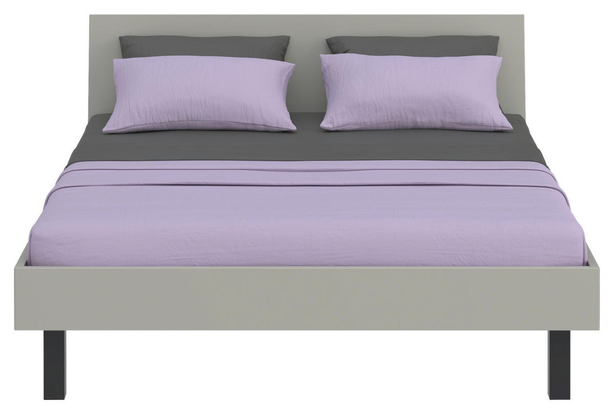 BETT 160/200 cm  in Hellgrau  - Hellgrau/Schwarz, Design, Holzwerkstoff/Metall (160/200cm) - Xora