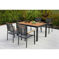 GARTENTISCHGRUPPE  - Graphitfarben/Naturfarben, KONVENTIONELL, Kunststoff/Metall - Gardenson