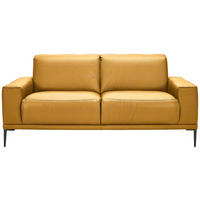 2-SITZER-SOFA in Echtleder Currygelb  - Currygelb/Schwarz, Design, Leder/Metall (180/82/92cm) - Johann Jakob