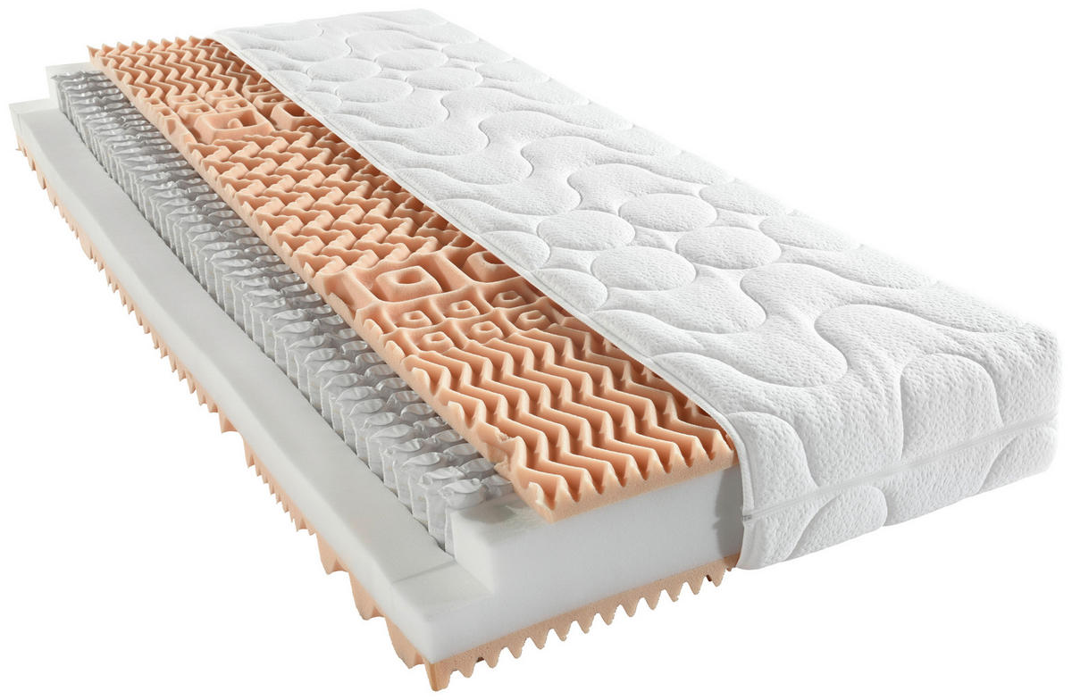 TASCHENFEDERKERNMATRATZE 100/200 cm Höhe ca. 22 cm  - Weiss, Basics, Textil (100/200cm) - Sleeptex
