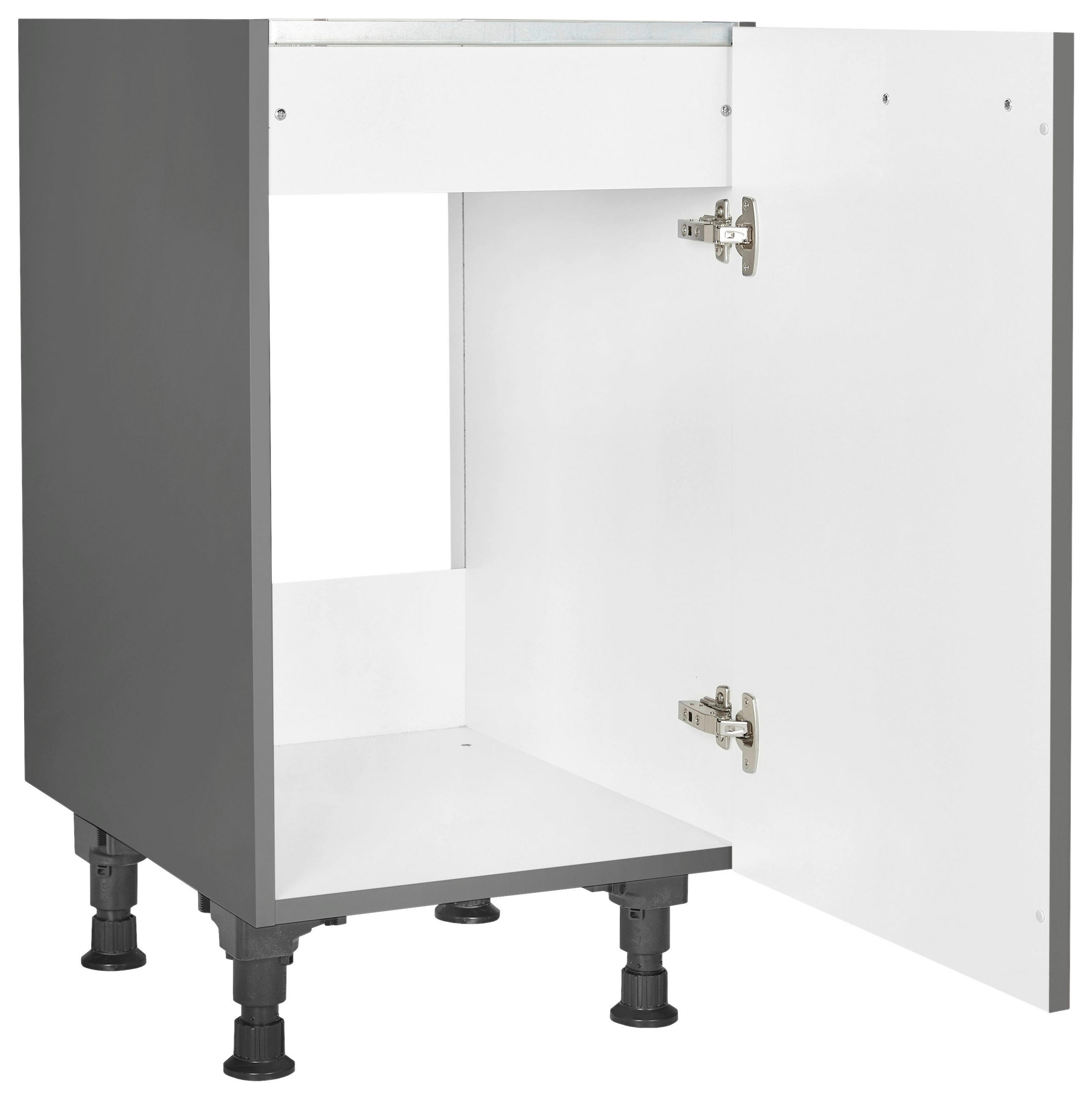 SPÜLENUNTERSCHRANK 45/87/56 cm in Schieferfarben - Schieferfarben/Edelstahlfarben, MODERN, Holzwerkstoff/Metall (45/87/56cm) - Nobilia