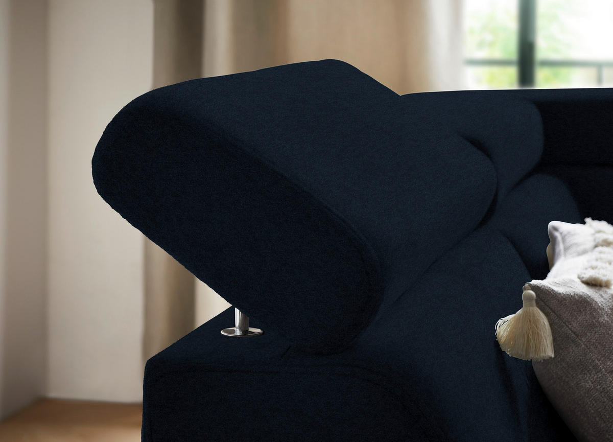 ECKSOFA in Mikrofaser Dunkelblau  - Schwarz/Dunkelblau, Design, Textil/Metall (203/260cm) - Stylife