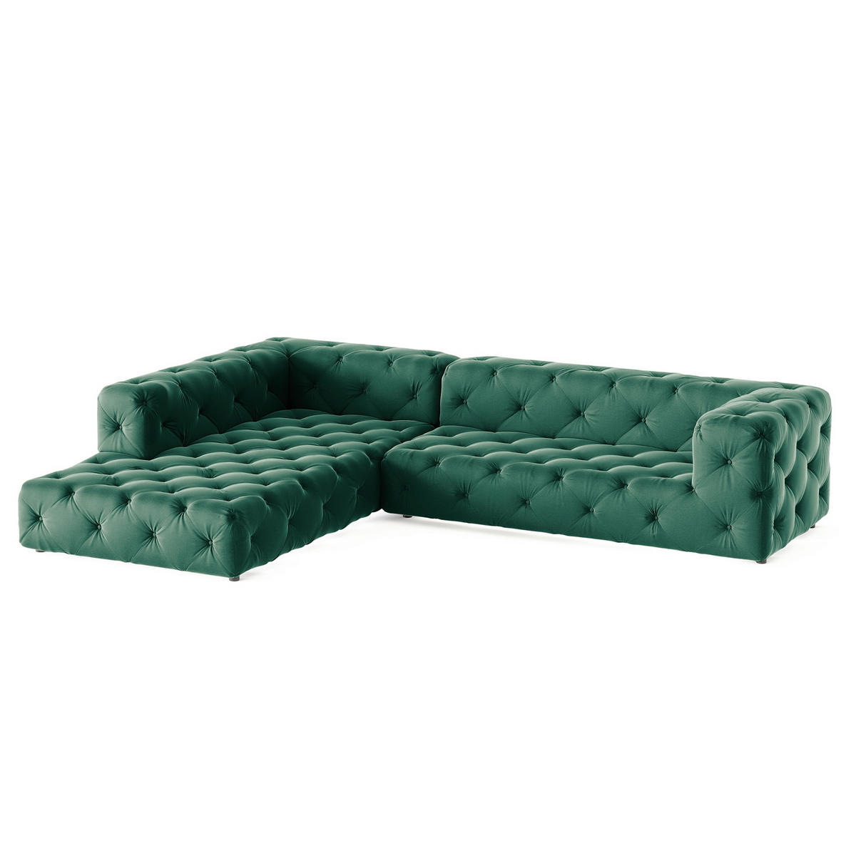 ECKSOFA Samt Dunkelgrün  - Dunkelgrün/Schwarz, Design, Kunststoff/Textil (228/325cm) - P & B