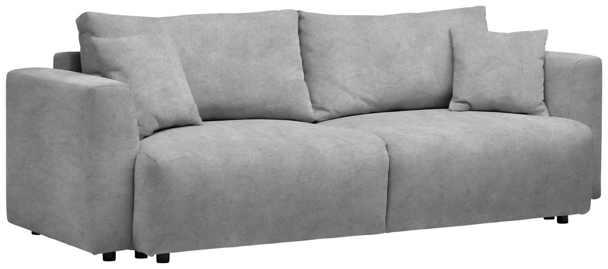 SCHLAFSOFA  mit Stoffauswahl, Schlafen auf Sitzhöhe, Rücken echt Velours Hellgrau  - Hellgrau/Schwarz, Design, Kunststoff/Textil (250/92/105cm) - Carryhome