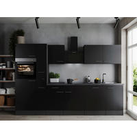 KÜCHENBLOCK 310 cm   in Grau, Schwarz  - Silberfarben/Schwarz, Design, Holzwerkstoff/Metall (310cm) - Respekta