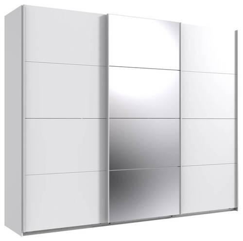 SCHWEBETÜRENSCHRANK 270/236/64 cm 3-türig Weiß  - Weiß, MODERN, Glas/Holzwerkstoff (270/236/64cm) - MID.YOU